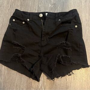 🖤 Rue21 Black Distressed Denim Shorts – Size 1 🖤